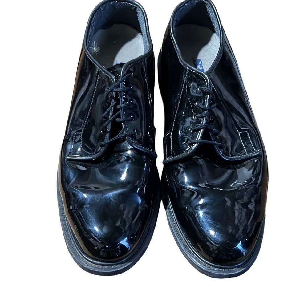Bates Long Wearing Vibram Black Patent Leather Lace Up Military Oxfords Men’s 10